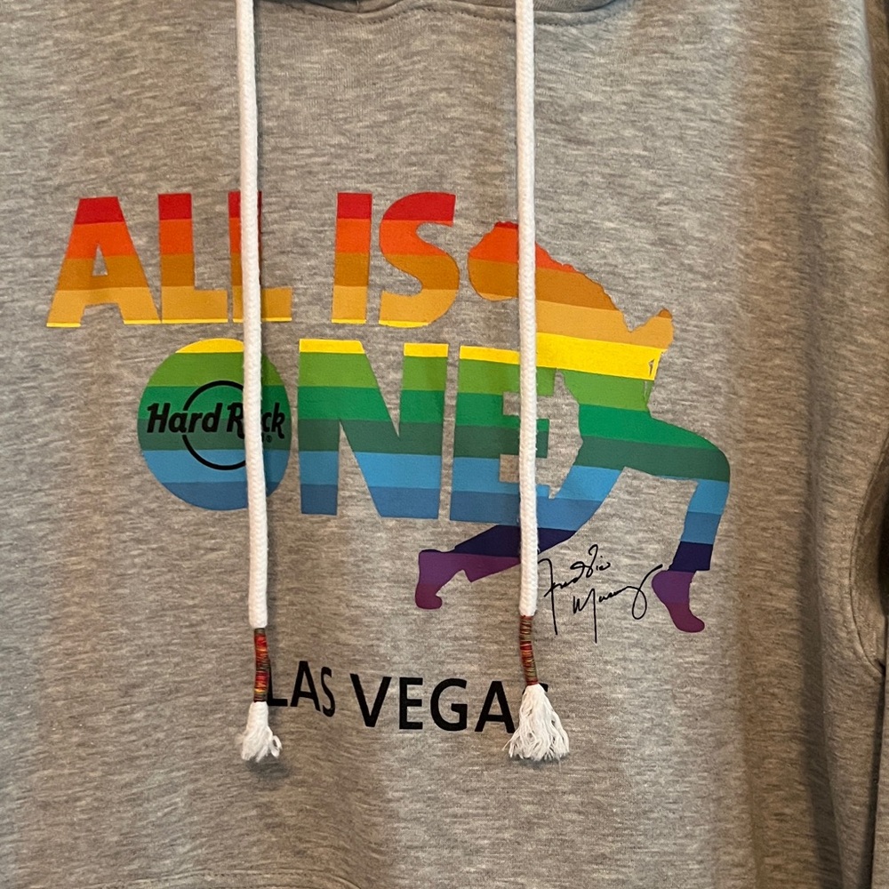 Hard Rock Cafe Gray Hoodie with Rainbow Design. All is one. Freddie Mercury. - Picture 3 of 6